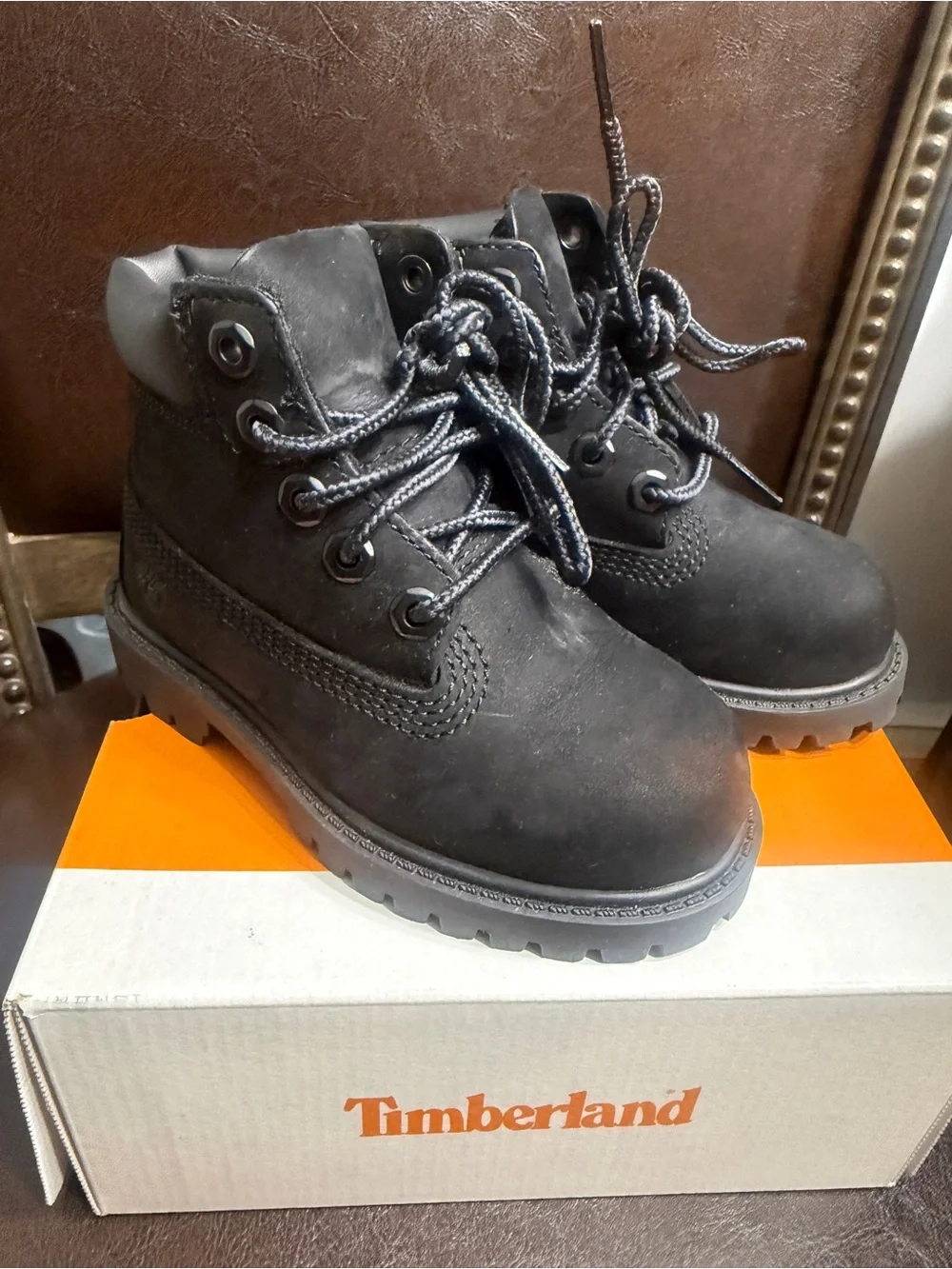 Timberland Kids Black Lace-Up Nubuck Boots